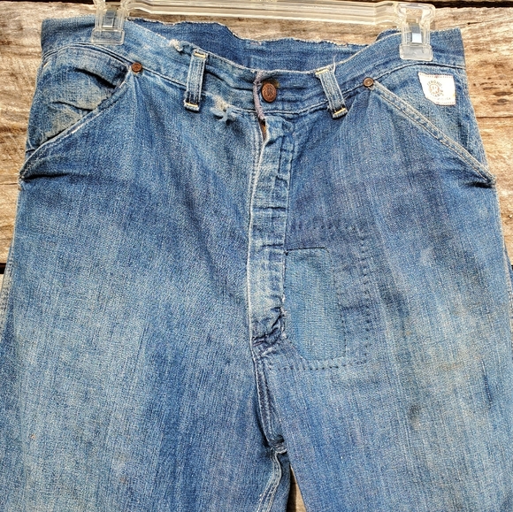 Rare 1950's Vintage Strong Reliable Denim Workwear Blue Jeans 32 - Picture 5 of 9